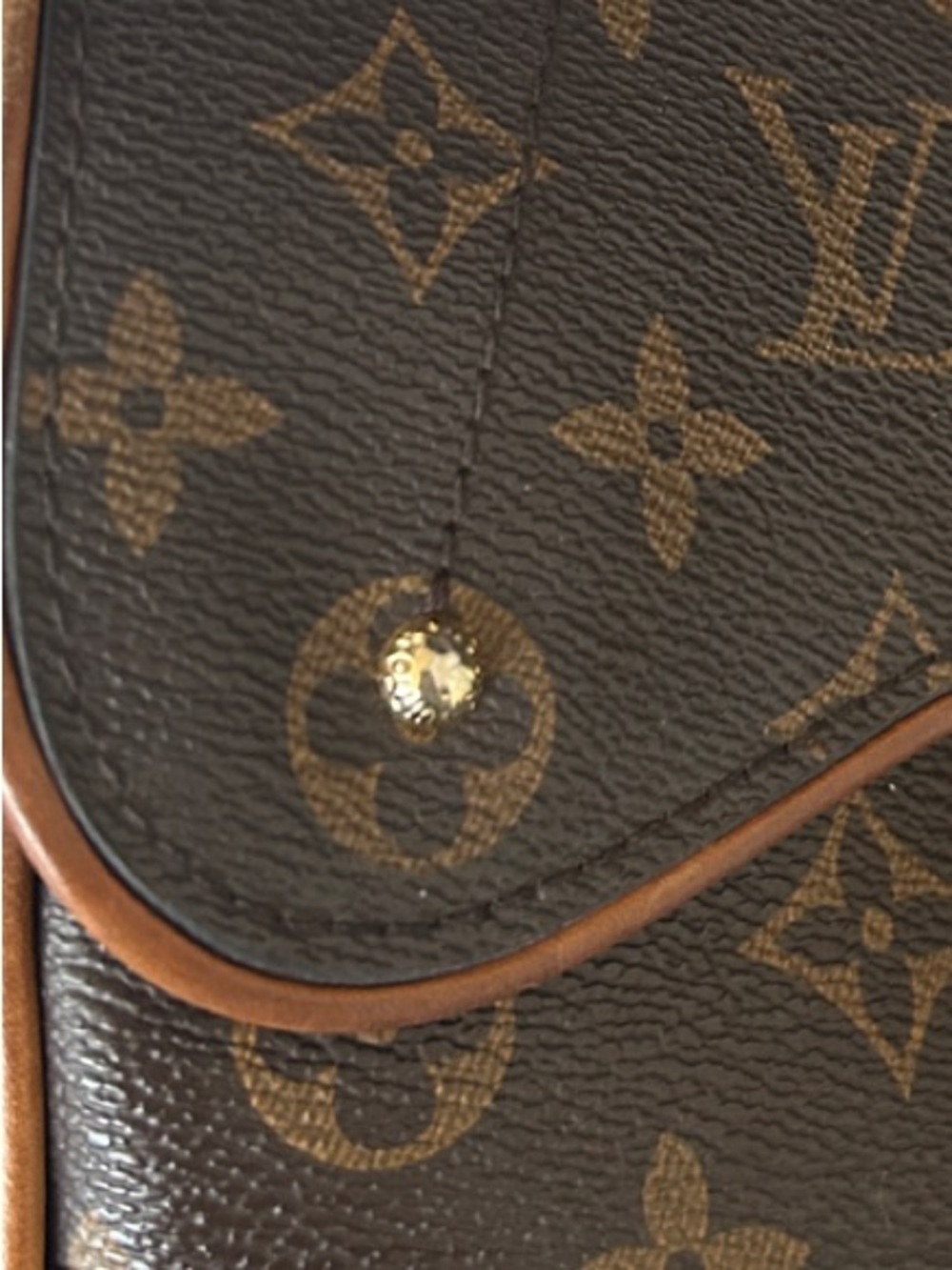 Beautiful Brown Monogram Saddle Bag with Gold Chain Strap - Picture 10 of 13